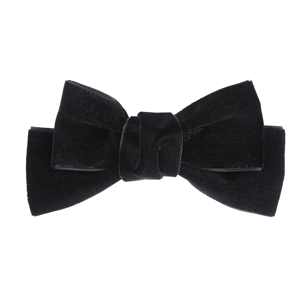 bow- black Haimeikang модные жемчужины, горный хрусталь для волос, зажим для женщин, Завязывающийся бант, бархатная Шпилька, головной убор, сплошной цвет, блестящие аксессуары для волос - Цвет: bow- black