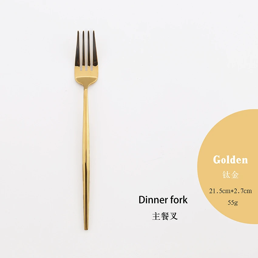 High Quality Gold Cutlery Set Stainless Steel Portable Dinnerware Set Mirror Polishing Food Steak Fork Spoon Knife Chopstick 1pc - Цвет: 6
