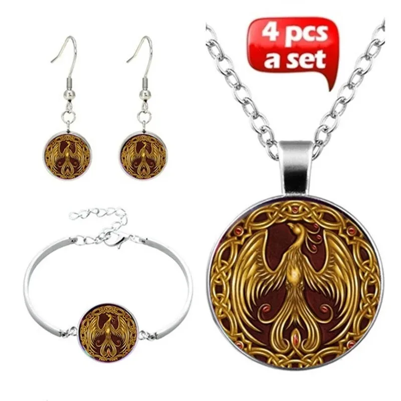 Ожерелье серьги и браслет с кабошоном 4 шт. | Украшения аксессуары