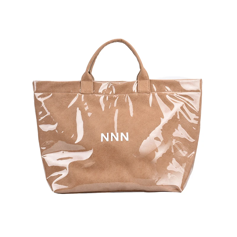 

2021 New Summer Transparent All-Match Brand Luxury Fashion Kraft Paper Large Capacity Women Shoulder Portable Tote Shopping Bag