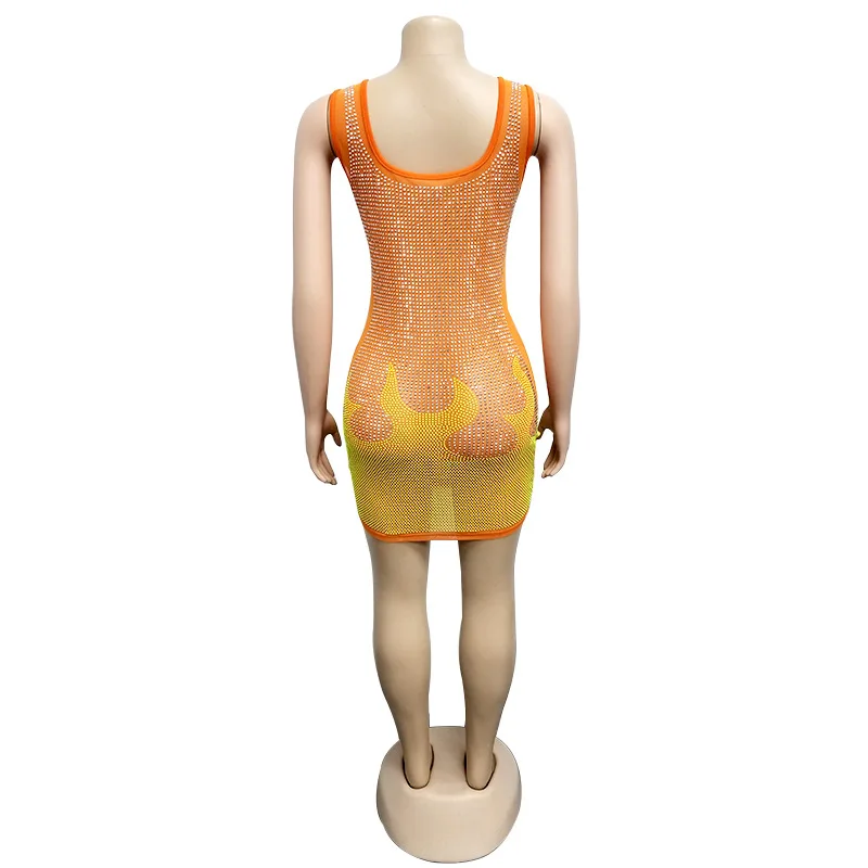 HAOYUAN Горячая бурение сетки платье женская одежда лето vestidos Высокая талия Bodycon Мини платья сексуальные вечерние ночной клуб платье