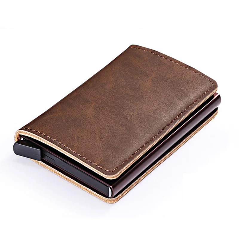 Fashion RFID Men Wallets Id Card Holder Credit Vintage Black Short New Metal Leather Small Thin Purse | Багаж и сумки
