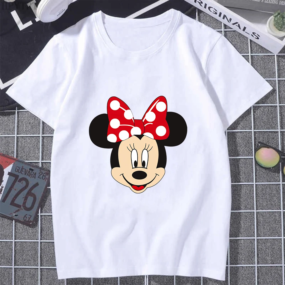 

2021 Disney Women's Clothing Couple Fashion Mickey Mouse Cartoon Printing O-neck Short-sleeved Cute Women's Large Size T-shirt