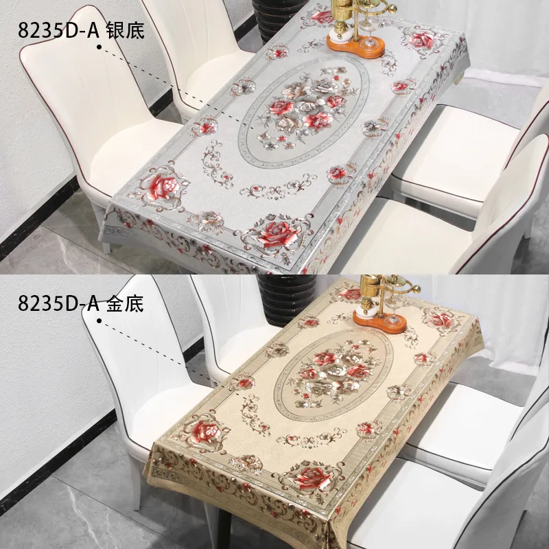 Водонепроницаемая и маслостойкая круглая обеденная скатерть из ПВХ с кружевной