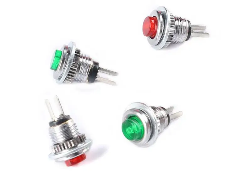 Round button switch DS-101 8mm 2-pin self reset push button lockless switch red green