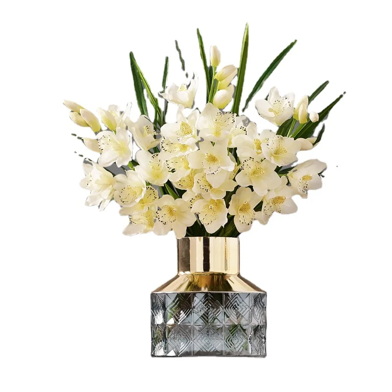 

Современная хрустальная стеклянная ваза, позолоченная бутылка, горлышко, ремесла, украшение для гидропоники, искусственное украшение для с...