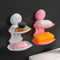 new double layers strong sucker soapbox soap draining holder soap dish kitchen bathroom storage box space saving tools