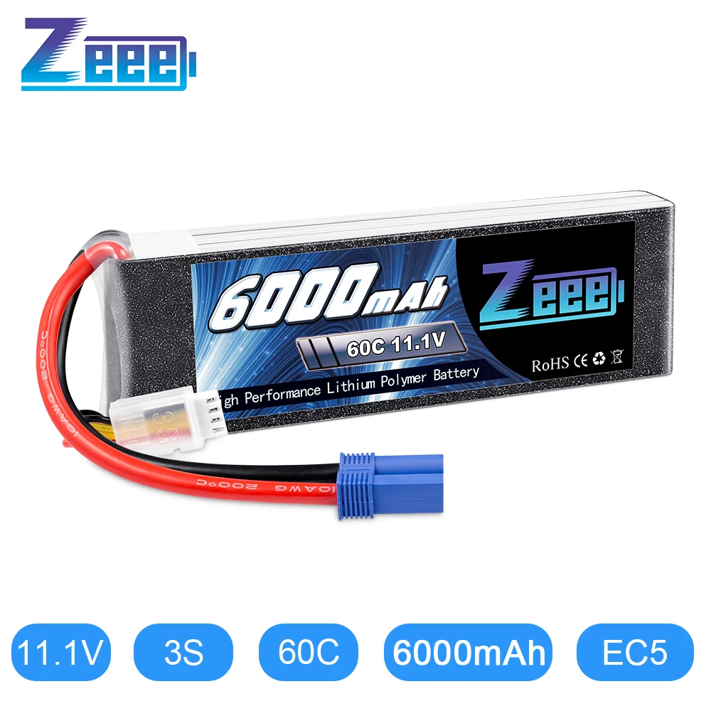 Zeee 11 1 V 6000mAh 60C литий-полимерный аккумулятор EC5 Plug 3S для радиоуправляемых