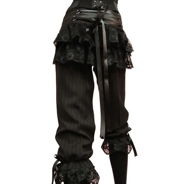 Женские штаны в стиле панк кружевные лоскутные бриджи винтажные готические