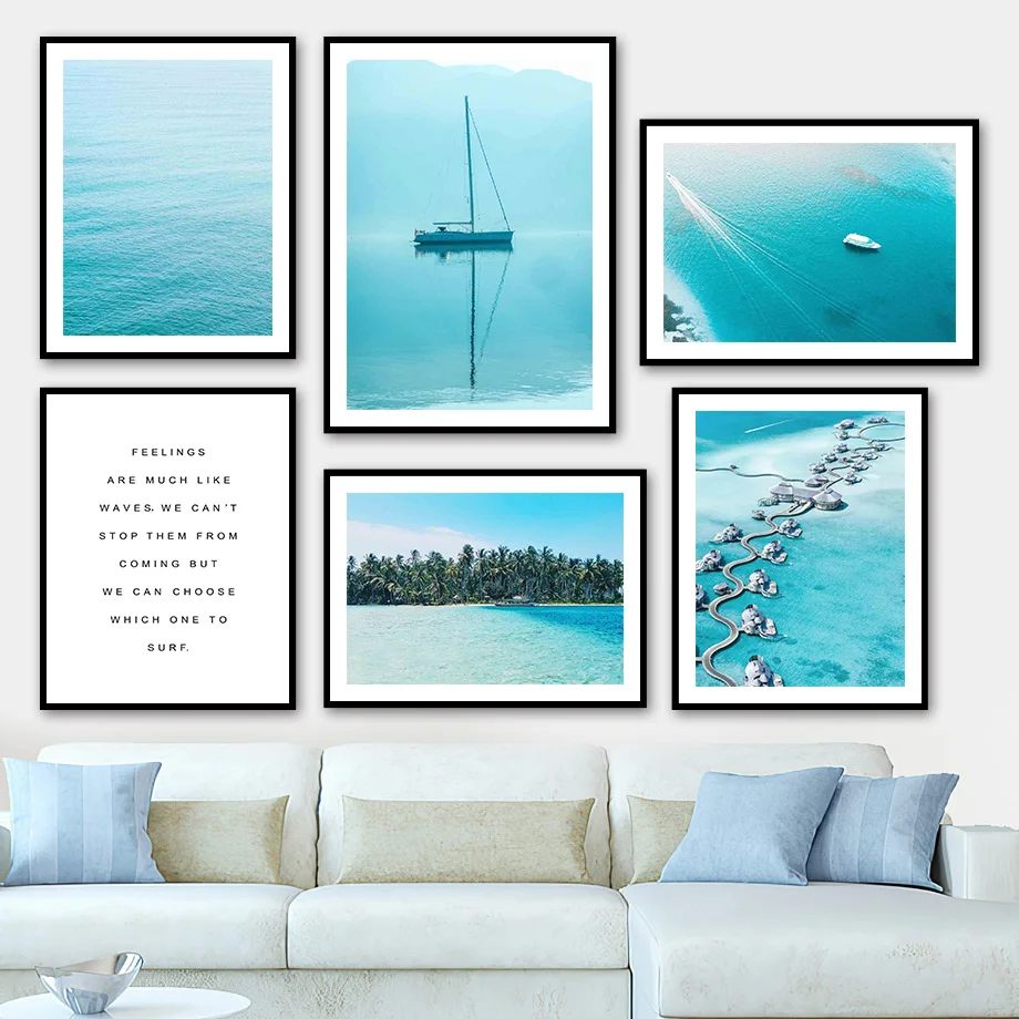 

Sea Ship Forest House Quote Landscape Wall Art Canvas Painting Nordic Posters And Prints Wall Pictures For Living Room Decor