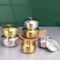 1pc 304 stainless steel double rice bowl with lid soup bowl steamed rice bowl anti scalding child small bowl korean cuisine