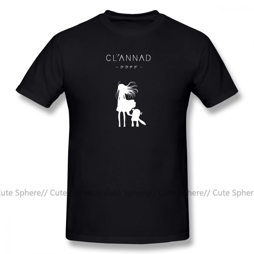 Clannad/футболка, CLANNAD Robot, белая футболка, летняя футболка из 100 хлопка, футболка с потрясающим принтом 5x - Цвет: Black