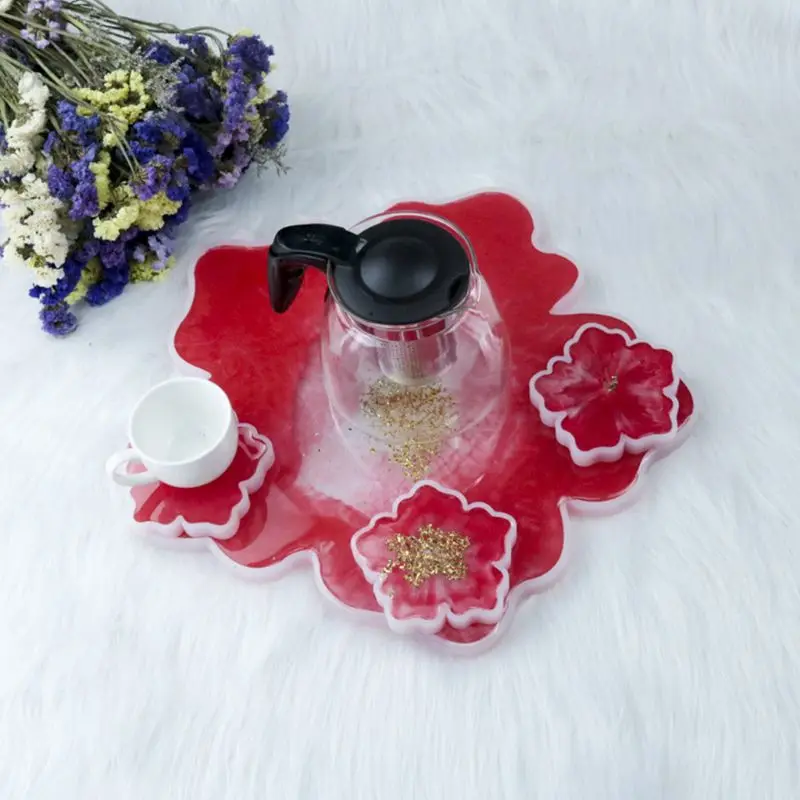 

Crystal Epoxy Resin Mold Flower Coaster Casting Mould Handmade DIY Crafts Silicone Making Tools