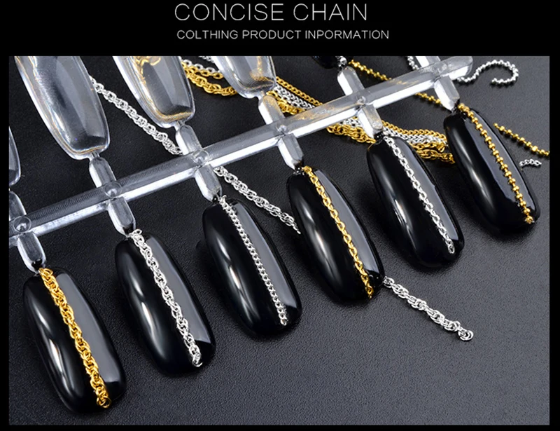 1 предмет лидер продаж модная 3D Золотой Серебряный ноготь металла 9 Стиль s цепь