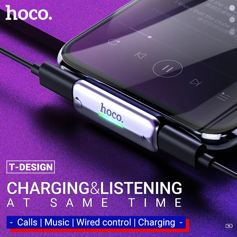 hoco аудио конвертер для lightning на usb адаптер наушников iphone наушники aux jack зарядка