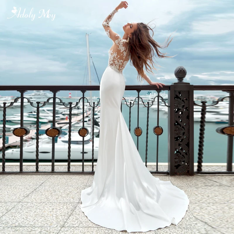 Женское свадебное платье с юбкой годе Adoly Mey элегантное винтажное круглым вырезом