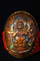 7tibet temple old tibetan silver gilt painted skull statue of mahakala gabala bowl eight treasure bowl town house exorcism