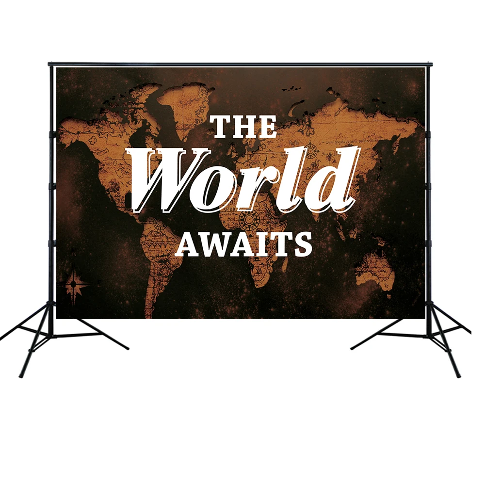 HUAYI карта мира Приключения ждёт день рождения фон Глобус путешествия ребенок