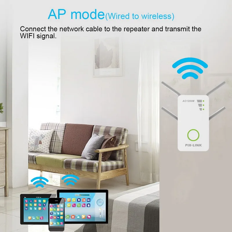WiFi Repeater 2.4G/5G Signal Dual Band AP 1200Mbps Wireless AC Extender Router Amplifier With 4 Antennas | Компьютеры и офис