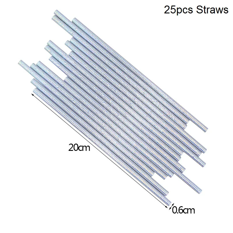 340-straws B05 Party Disposable Tableware Laser Paper Cups Plates for Wedding Birthday Baby Shower Festival Banquet Tableware Party Supplies - Цвет: 340-straws B05