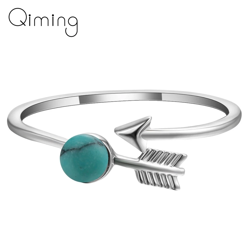 Ручной работы панк Богемия зеленый стрела с камнями кольцо женские модные