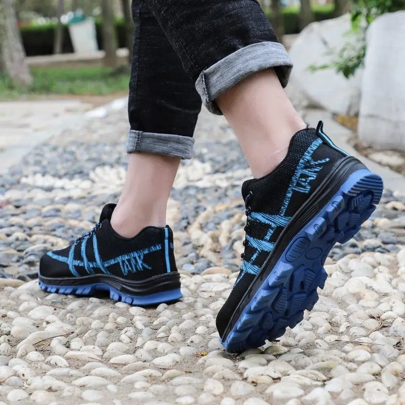 Мужская и женская дышащая обувь со стальным носком легкая защитная с защитой от