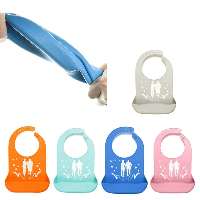 

Adults Waterproof Anti-oil Silicone Bib Elderly Aged Mealtime Cloth Protector Senior Citizen Aid Aprons