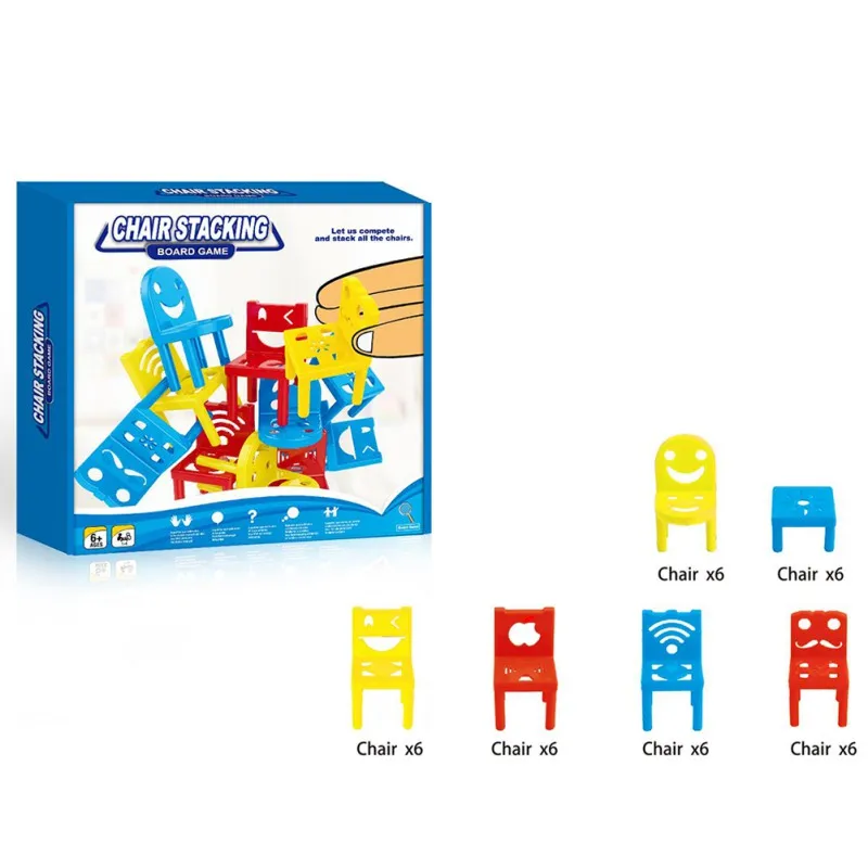 

18 Pcs Balance Chairs Adult Kids Stacking Game Interactive Toy Plastic Balance Chairs Parent Child Interactive Toys