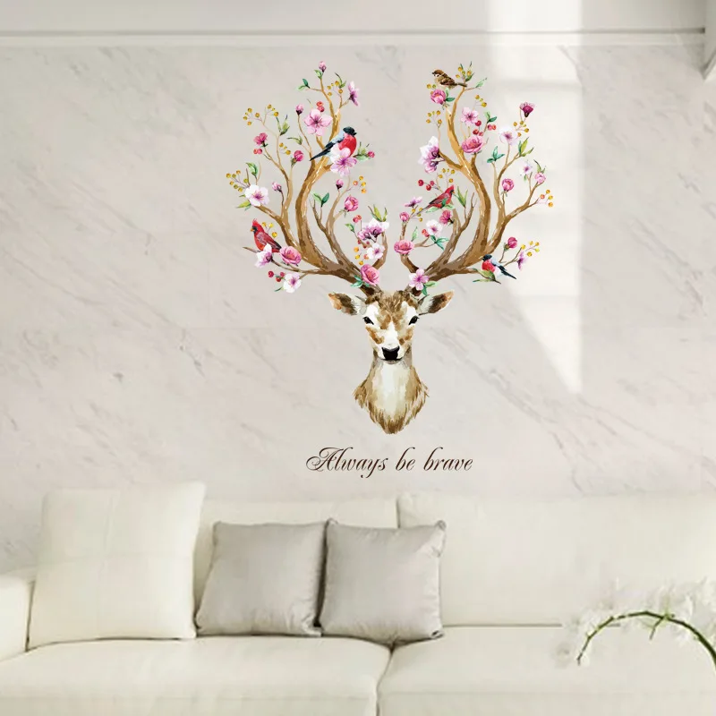 

Cartoon Sika Deer bedroom living room porch study background decoration can remove environmental protection wall stickers