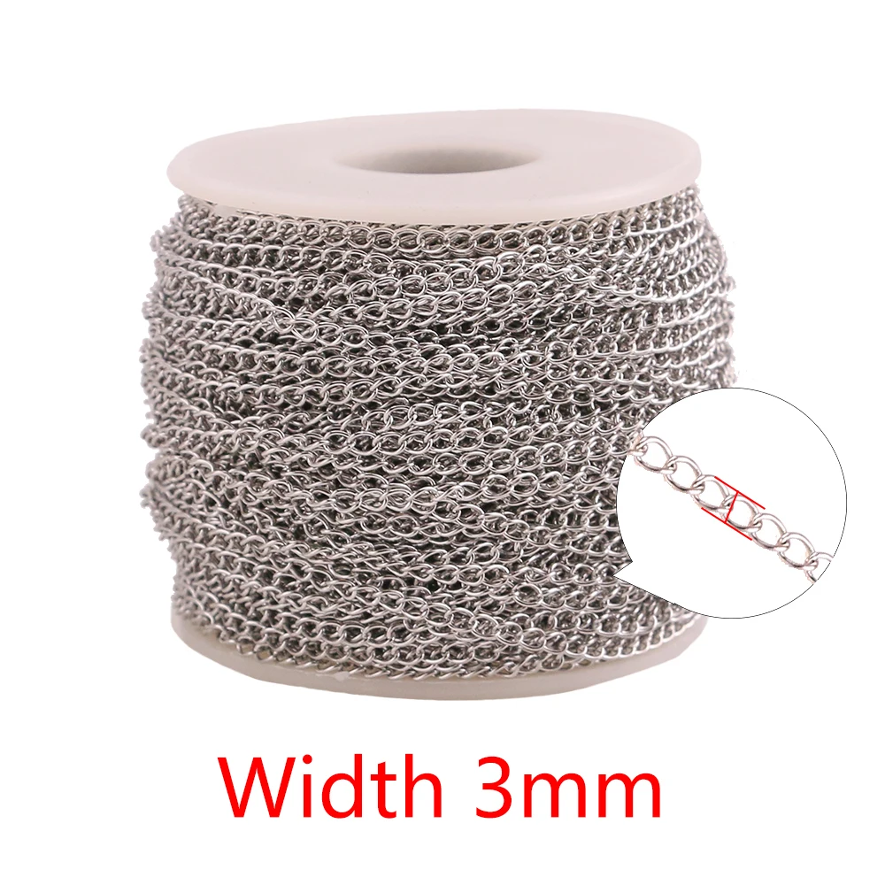 Steel 3mm 2 м/лот, нержавеющая сталь, регулируемое удлинение, хвостовая цепочка, объемное ожерелье, удлинитель, ширина 2,5, 3, 4 мм, цепи для изготовления ювелирных изделий своими руками - Цвет: Steel 3mm