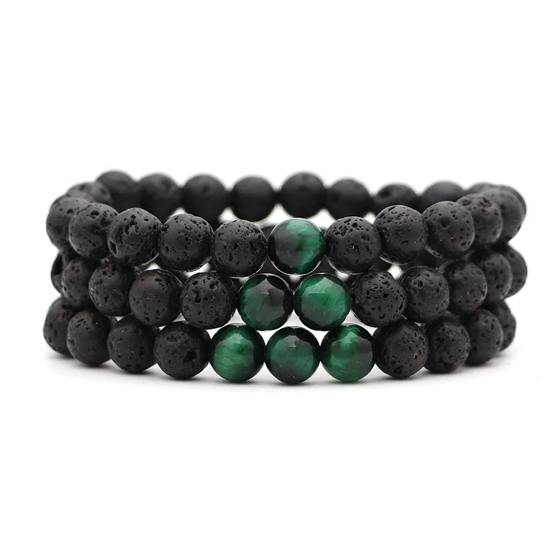 Мужской браслет с натуральными зелеными тигровыми глазами из бисера новая мода в