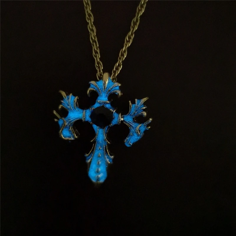 Bronze Blue Винтажное светящееся подвесное ожерелье классическое ФЛУОРЕСЦЕНТНОЕ ожерелье из сплава светится в темноте ювелирные изделия для мужчин вечерние подарки - Окраска металла: Bronze Blue