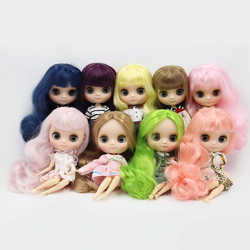 Средний Blyth 1/8 кукла, матовое/гладкое лицо, 20 Объединенный корпус, короткие/длинные волосы, кудрявые/прямые волосы, 20 см Обнаженная кукла