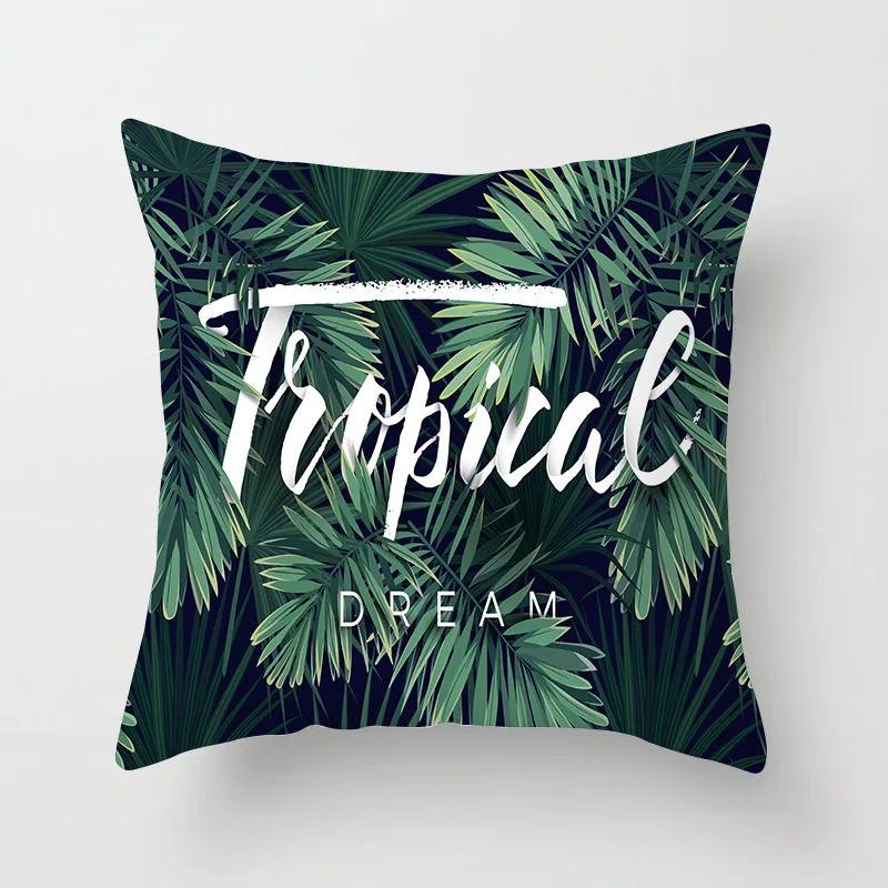 

Household products sofa pillow case Nordic Green Plant cushion case peach skin velvet pillow case polyester case
