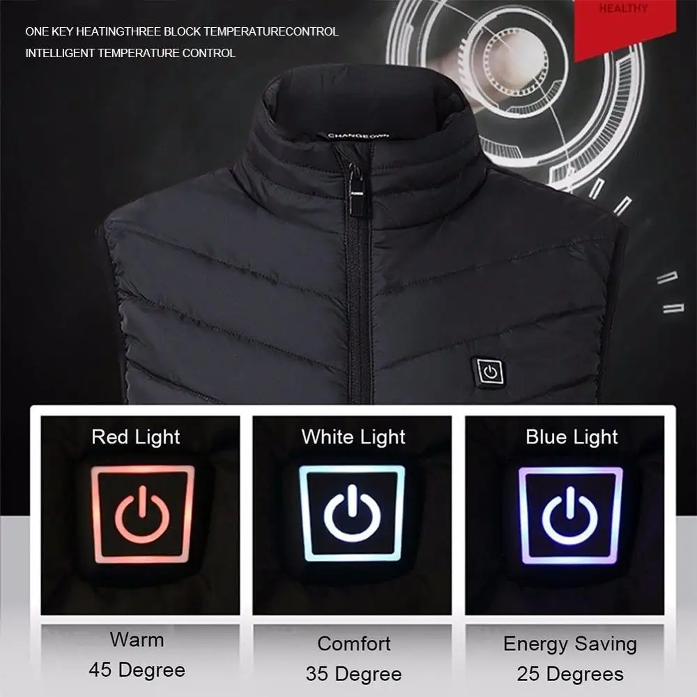Heated Vest Washable Usb Charging Electric Heating Warm Jacket Control Temperature Outdoor Camping Hiking Warm Hunting Jacket