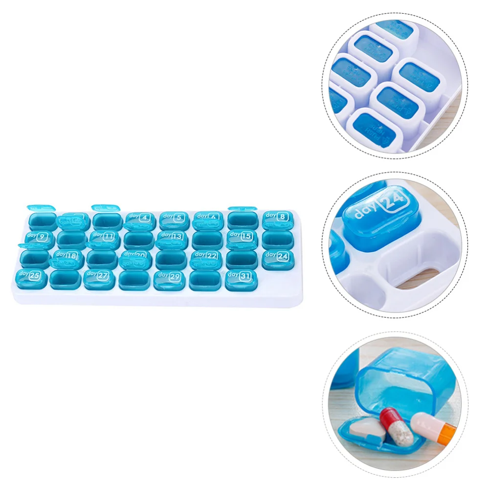 

1pc 31 Grids Pill Box Pill Storage Container Medicine Holder (Assorted Color)