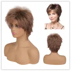 SuQ короткий парик для женщин женские волосы смешанные коричневые африканские синтетические женские волосы для стрижки пышные прямые натуральные парики