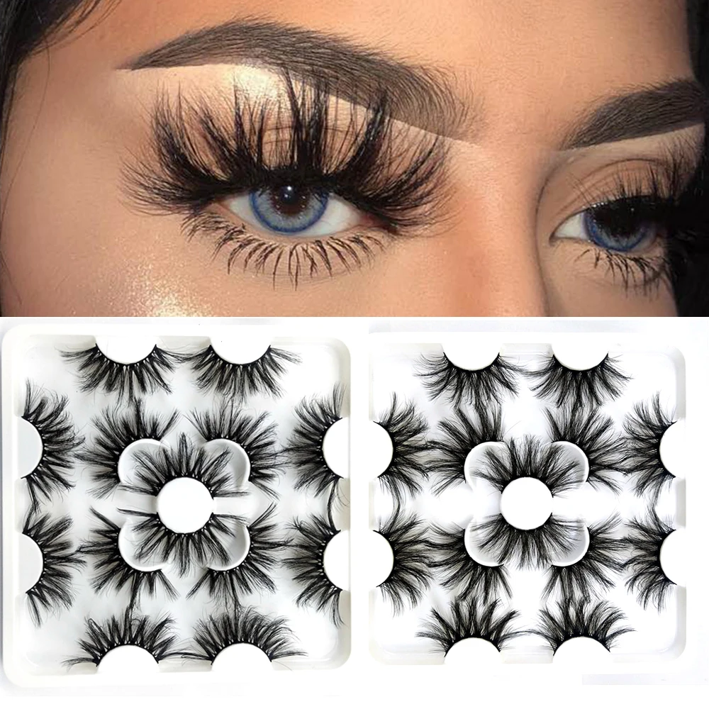 5/7 пар 25 мм Искусственные норковые накладные ресницы толстые длинные Wispies