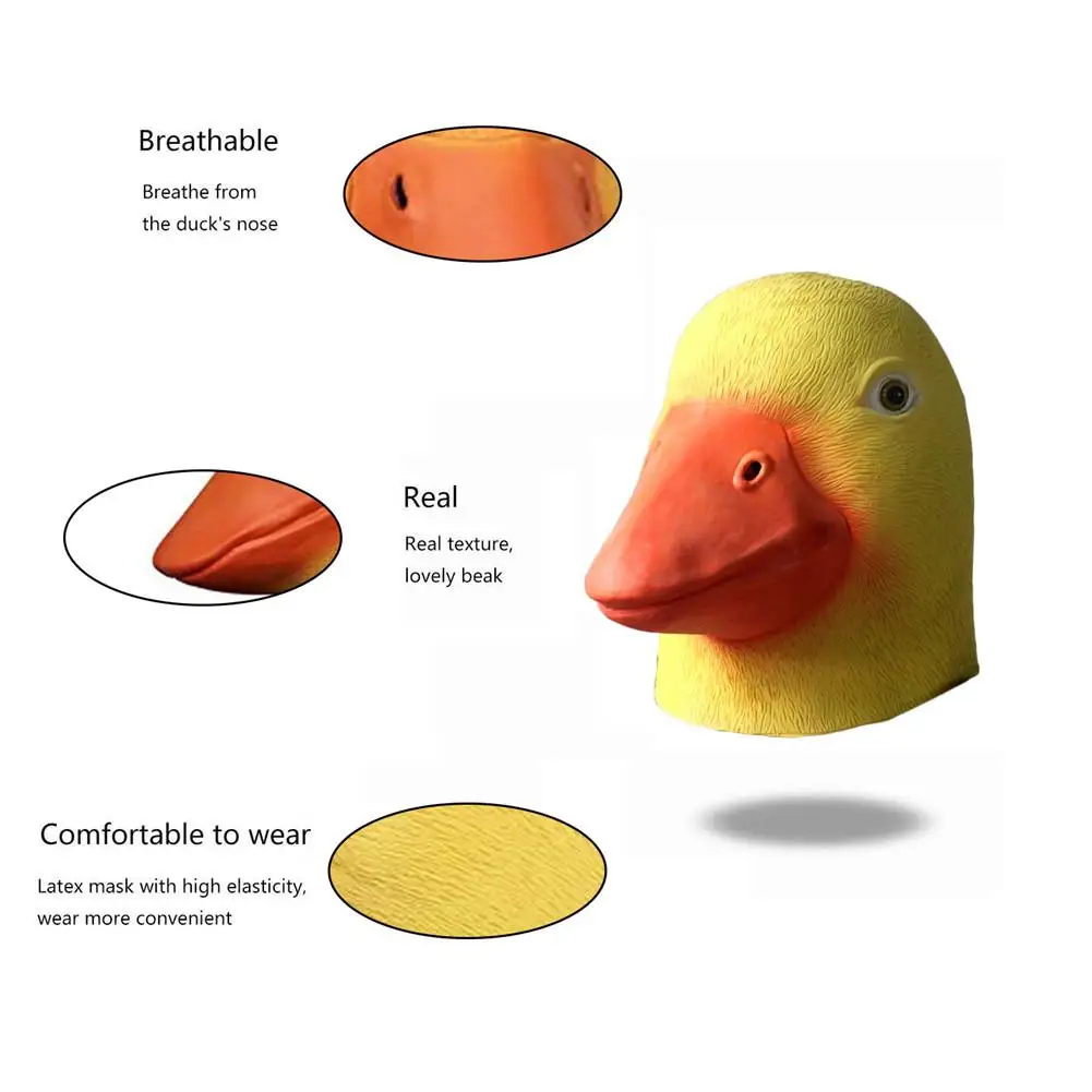 Маска на Хеллоуин с желтой уткой маска головой животного латексная для лица