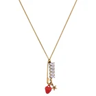 Винтажный Золотой цвет заколки кристаллы красная клубника звезда кулон ожерелье для женщин Подарки модные ювелирные изделия оптовая продажа