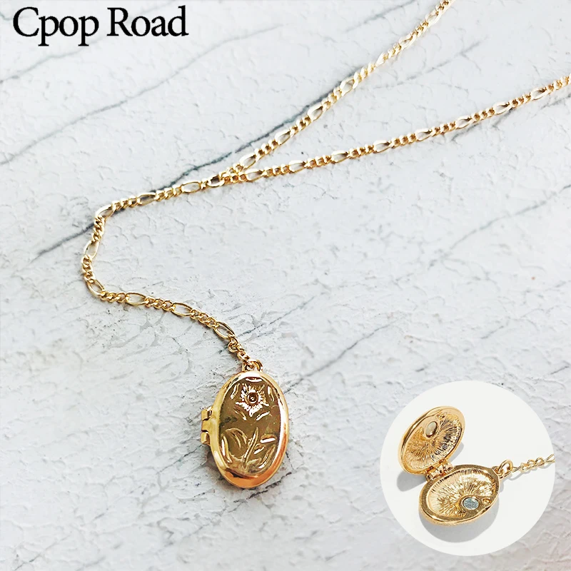 Cpop Новое модное креативное карманное ожерелье с розовыми часами золотая цепочка