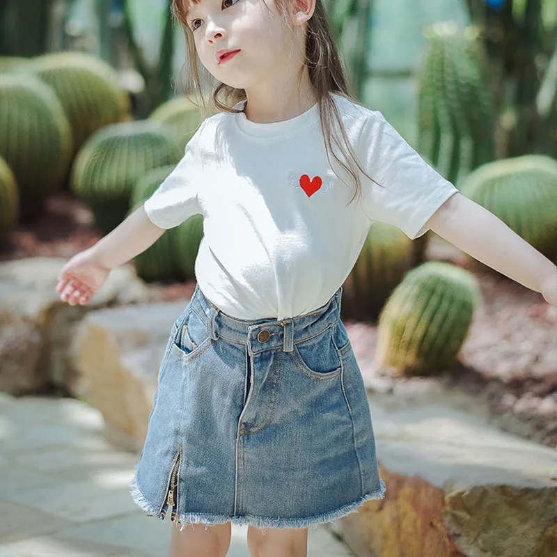 Одежда для маленьких девочек детская джинсовая синяя юбка 2020 г. Модная на молнии