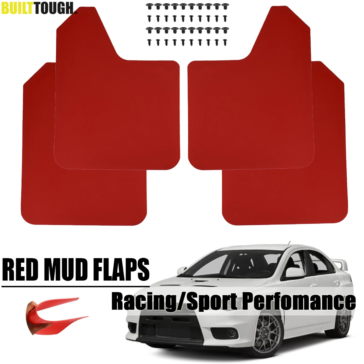 

Red Mud Flaps For Mitsubishi lancer Evolution EVO X 4 5 6 7 8 9 ix Outlander Sport WRC Mirage Mudflaps Splash Guards Mudguards