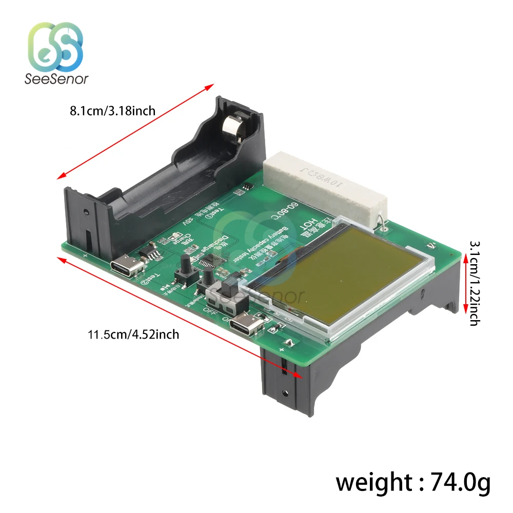 ЖК-дисплей/светодиодный дисплей тестер емкости батареи мАч MWh 18650 литиевая