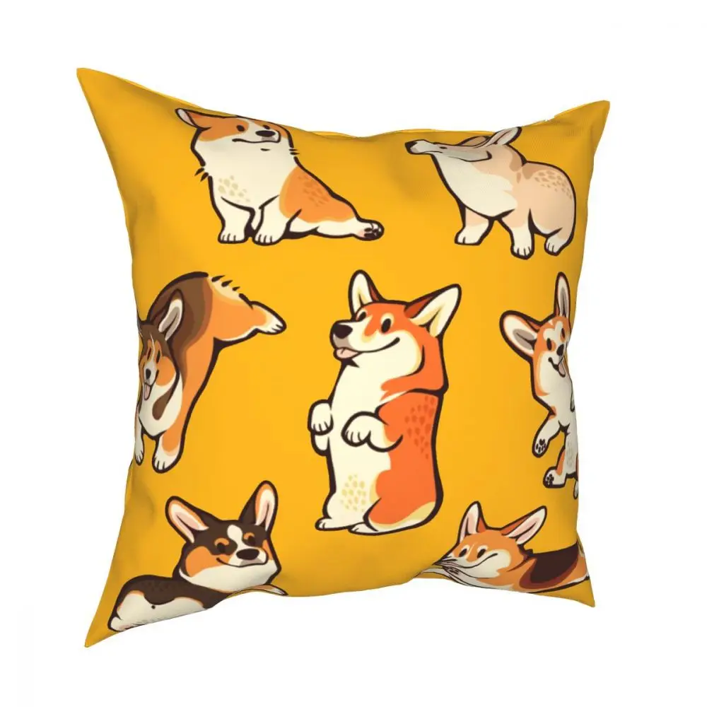 Квадратный чехол для подушки Jolly Corgis Полиэстеровые дивана собаки милые животные