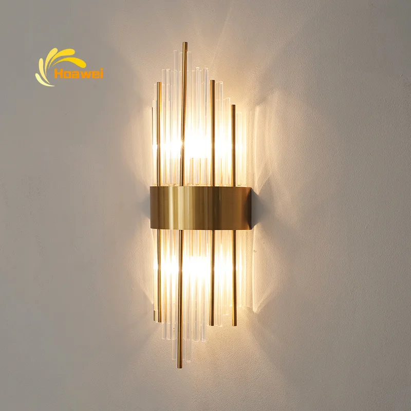 

Modern LED Crystal Wall Lights Lighting Bedroom Bedside Living Room Decoration Golden Wall Lamp Home Wall Sconce Light Fixtures