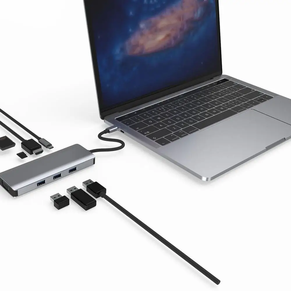 USB 3 0 Type-C концентратор к 4K HDMI VGA 3X Pd зарядный порт с концентратором TF SD считыватель