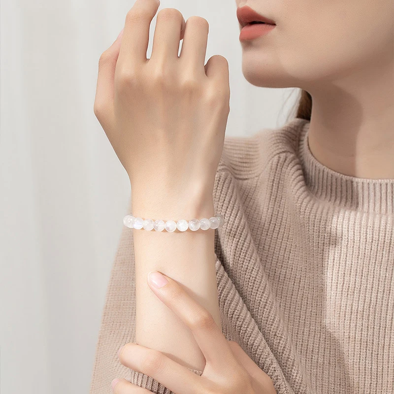 

AAA+ Natural White Moonstone Stone Round Loose Beads for Jewelry Making DIY Bracelets 6/8/10mm Gems Beads