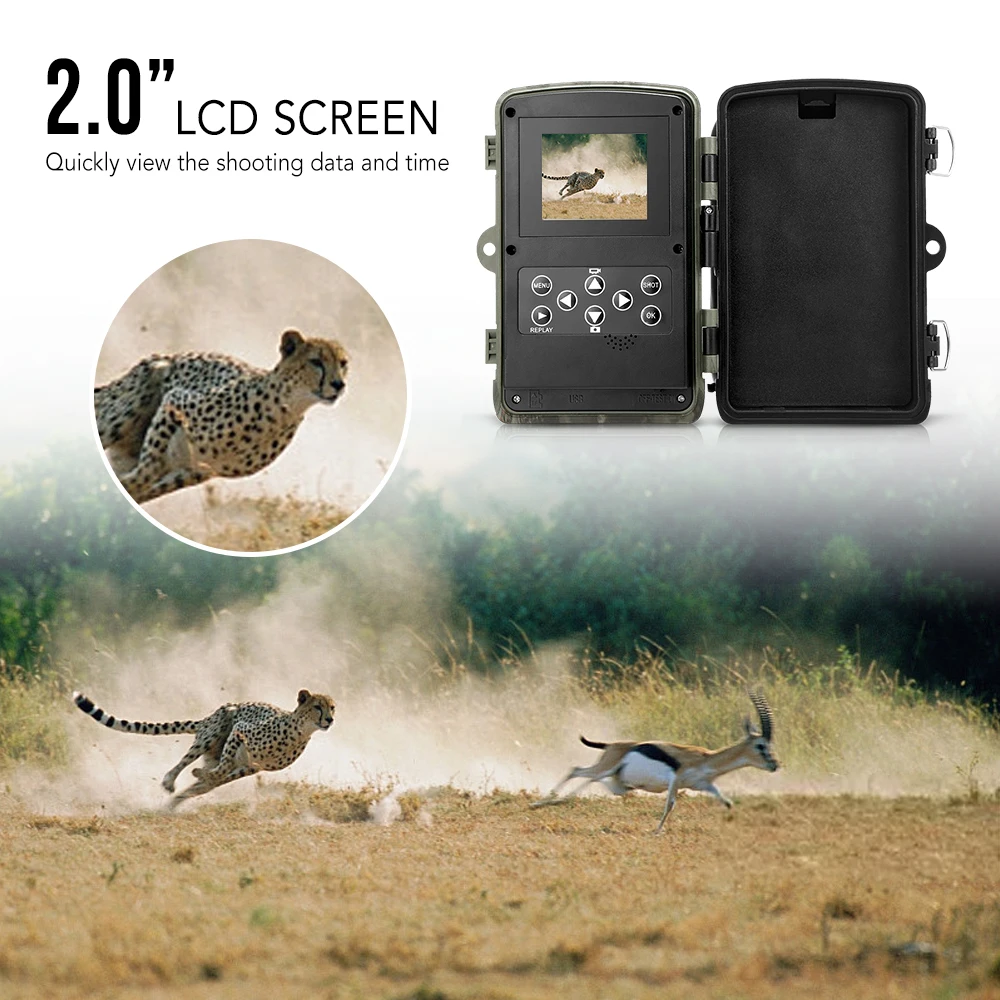 16MP 1080P Trail Camera Hunting Outdoor Wildlife Scouting with PIR Sensor Infrared Night Vision 0.3s Fast Trigger | Спорт и