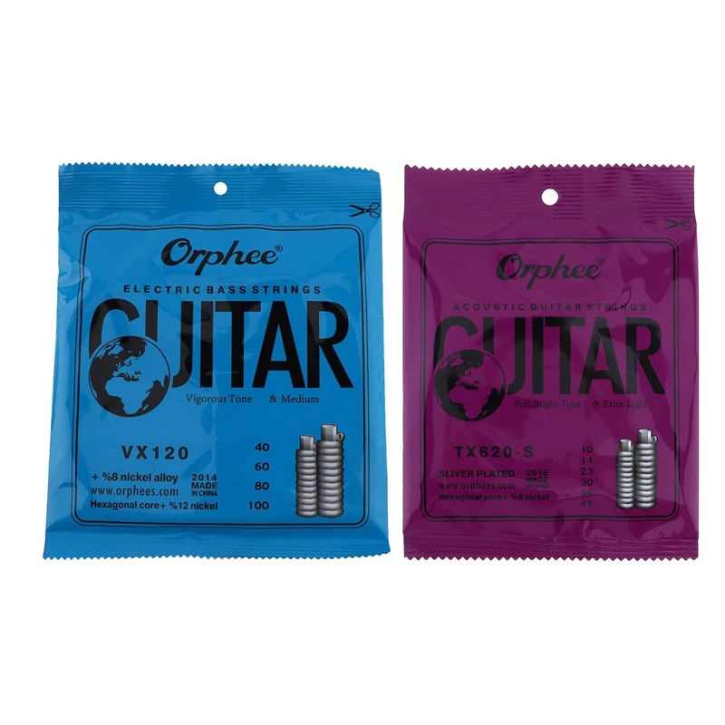 Orphee 6 шт. акустические гитарные струны TX620-S и 4 VX120 бас-струны 040-100 из никелевого
